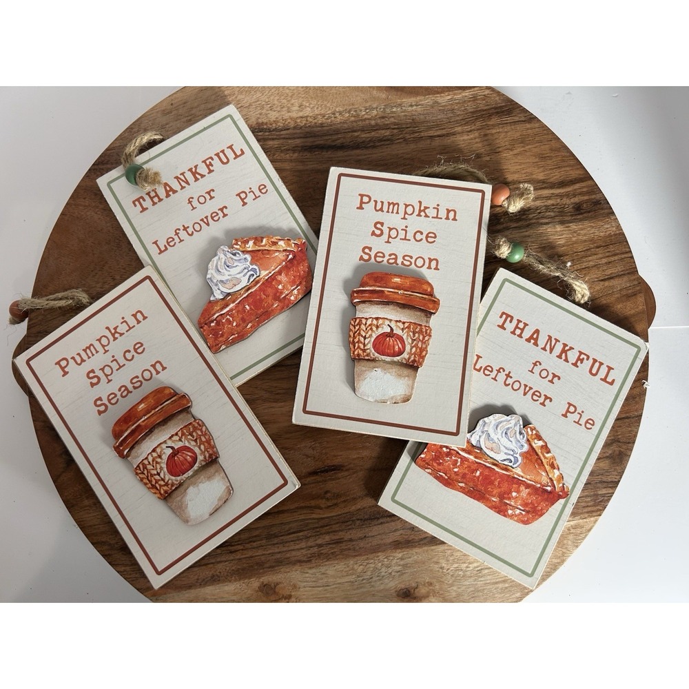 Fall Wooden Hanging Sign Lot Of 4 Wreath Basket Tag Teired Tray‎ Farmhouse Decor